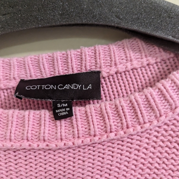 Cotton Candy LA Cropped Bubble Gum Pink Sweater - Picture 4 of 6